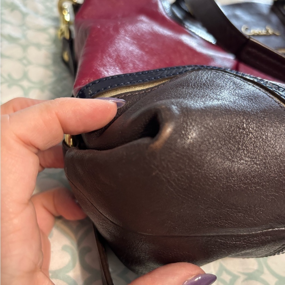 COACH ASHLEY LEATHER BEET MULTICOLOR CARRYALL – F17096 - Picture 2 of 8